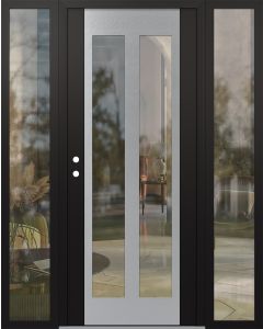 Diamond C14 60" x 80" black/black clear Glass Panel stainless steel RHI with 2 Sidelites clear Glass