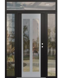 Diamond C14 60" x 96" black/black clear Glass Panel stainless steel LHI with 2 Sidelites and Transom clear Glass