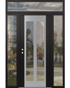 Diamond C14 60" x 96" black/black clear Glass Panel stainless steel RHI with 2 Sidelites and Transom clear Glass