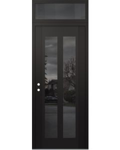 Diamond C14 36" x 96" black/black mirrored Glass Panel black RHI with Transom mirrored Glass