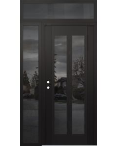 Diamond C14 48" x 96" black/black mirrored Glass Panel black RHI with Sidelite and Transom mirrored Glass
