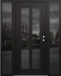 Diamond C14 60" x 80" black/black mirrored Glass Panel black LHI with 2 Sidelites mirrored Glass
