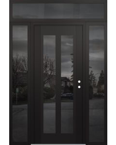 Diamond C14 60" x 96" black/black mirrored Glass Panel black LHI with 2 Sidelites and Transom mirrored Glass