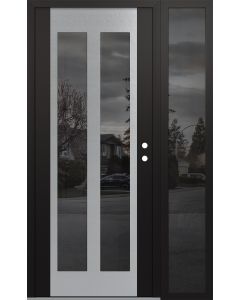 Diamond C14 52" x 80" black/black mirrored Glass Panel stainless steel LHI with Sidelite mirrored Glass