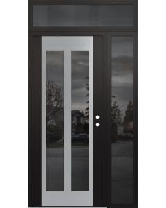 Diamond C14 52" x 96" black/black mirrored Glass Panel stainless steel LHI with Sidelite and Transom mirrored Glass