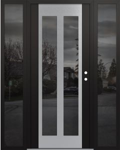 Diamond C14 60" x 80" black/black mirrored Glass Panel stainless steel LHI with 2 Sidelites mirrored Glass