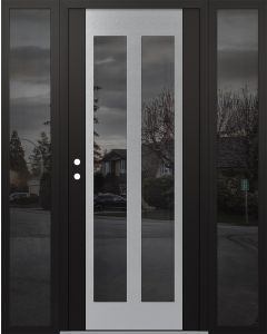 Diamond C14 64" x 80" black/black mirrored Glass Panel stainless steel RHI with 2 Sidelites mirrored Glass