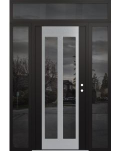 Diamond C14 60" x 96" black/black mirrored Glass Panel stainless steel LHI with 2 Sidelites and Transom mirrored Glass