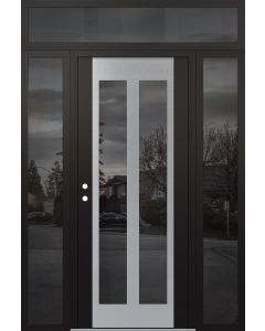 Diamond C14 64" x 96" black/black mirrored Glass Panel stainless steel RHI with 2 Sidelites and Transom mirrored Glass