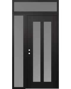 Diamond C14 48" x 96" black/white frosted Glass Panel black RHI with Sidelite and Transom frosted Glass