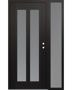 Diamond C14 48" x 80" black/white frosted Glass Panel black LHI with Sidelite frosted Glass