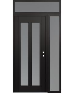 Diamond C14 48" x 96" black/white frosted Glass Panel black LHI with Sidelite and Transom frosted Glass