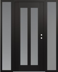 Diamond C14 64" x 80" black/white frosted Glass Panel black LHI with 2 Sidelites frosted Glass