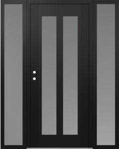 Diamond C14 60" x 80" black/white frosted Glass Panel black RHI with 2 Sidelites frosted Glass