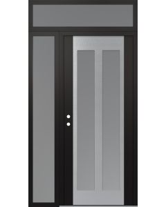 Diamond C14 52" x 96" black/white frosted Glass Panel stainless steel RHI with Sidelite and Transom frosted Glass