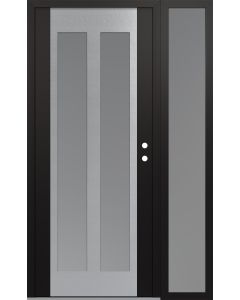 Diamond C14 52" x 80" black/white frosted Glass Panel stainless steel LHI with Sidelite frosted Glass