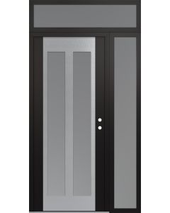 Diamond C14 50" x 96" black/white frosted Glass Panel stainless steel LHI with Sidelite and Transom frosted Glass