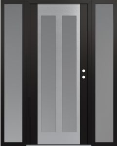 Diamond C14 64" x 80" black/white frosted Glass Panel stainless steel LHI with 2 Sidelites frosted Glass