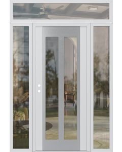 Diamond C14 68" x 96" white/white clear Glass Panel stainless steel RHI with 2 Sidelites and Transom clear Glass