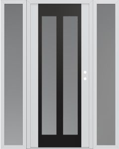 Diamond C14 68" x 80" white/white frosted Glass Panel black LHI with 2 Sidelites frosted Glass