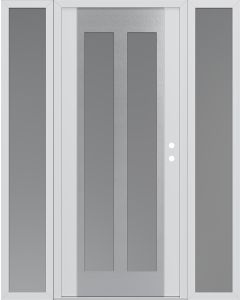 Diamond C14 64" x 80" white/white frosted Glass Panel stainless steel LHI with 2 Sidelites frosted Glass