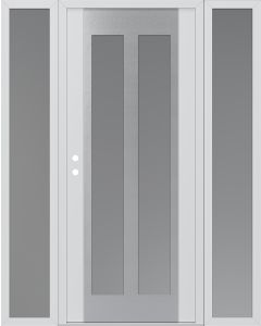 Diamond C14 68" x 80" white/white frosted Glass Panel stainless steel RHI with 2 Sidelites frosted Glass
