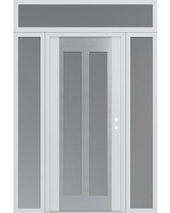 Diamond C14 64" x 96" white/white frosted Glass Panel stainless steel LHI with 2 Sidelites and Transom frosted Glass