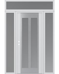 Diamond C14 64" x 96" white/white frosted Glass Panel stainless steel RHI with 2 Sidelites and Transom frosted Glass