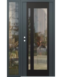 Diamond C15 48" x 80" anthracite/anthracite clear Glass Panel black RHI with Sidelite clear Glass