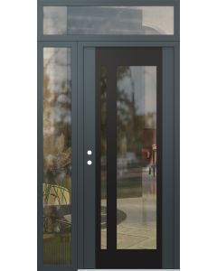 Diamond C15 52" x 96" anthracite/anthracite clear Glass Panel black RHI with Sidelite and Transom clear Glass