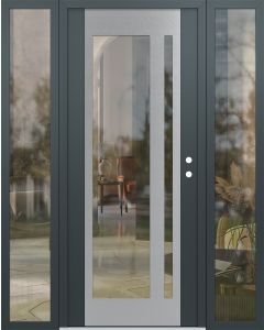 Diamond C15 60" x 80" anthracite/anthracite clear Glass Panel stainless steel LHI with 2 Sidelites clear Glass