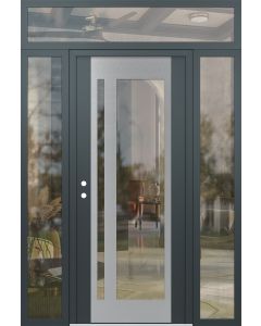 Diamond C15 64" x 96" anthracite/anthracite clear Glass Panel stainless steel RHI with 2 Sidelites and Transom clear Glass