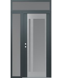 Diamond C15 50" x 96" anthracite/anthracite frosted Glass Panel stainless steel RHI with Sidelite and Transom frosted Glass