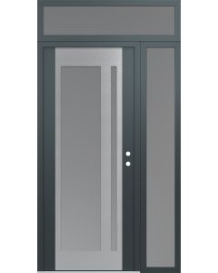 Diamond C15 50" x 96" anthracite/anthracite frosted Glass Panel stainless steel LHI with Sidelite and Transom frosted Glass