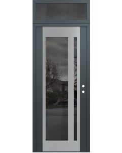 Diamond C15 36" x 96" anthracite/anthracite mirrored Glass Panel stainless steel LHI with Transom mirrored Glass