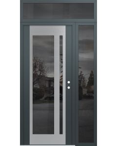 Diamond C15 52" x 96" anthracite/anthracite mirrored Glass Panel stainless steel LHI with Sidelite and Transom mirrored Glass