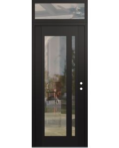 Diamond C15 36" x 96" black/black clear Glass Panel black LHI with Transom clear Glass