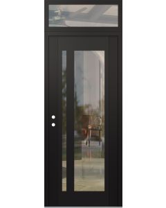 Diamond C15 36" x 96" black/black clear Glass Panel black RHI with Transom clear Glass