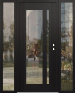 Diamond C15 60" x 80" black/black clear Glass Panel black LHI with 2 Sidelites clear Glass