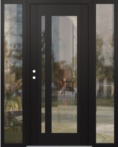Diamond C15 60" x 80" black/black clear Glass Panel black RHI with 2 Sidelites clear Glass