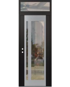 Diamond C15 36" x 96" black/black clear Glass Panel stainless steel RHI with Transom clear Glass