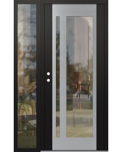 Diamond C15 48" x 80" black/black clear Glass Panel stainless steel RHI with Sidelite clear Glass