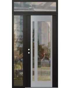 Diamond C15 48" x 96" black/black clear Glass Panel stainless steel RHI with Sidelite and Transom clear Glass