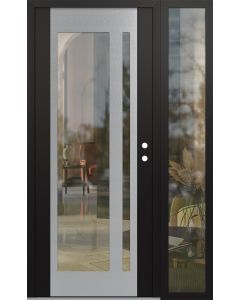 Diamond C15 48" x 80" black/black clear Glass Panel stainless steel LHI with Sidelite clear Glass
