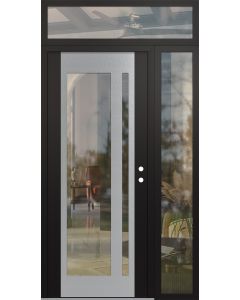 Diamond C15 48" x 96" black/black clear Glass Panel stainless steel LHI with Sidelite and Transom clear Glass