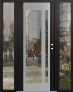 Diamond C15 60" x 80" black/black clear Glass Panel stainless steel LHI with 2 Sidelites clear Glass