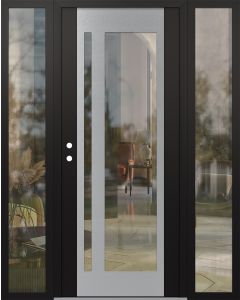 Diamond C15 60" x 80" black/black clear Glass Panel stainless steel RHI with 2 Sidelites clear Glass