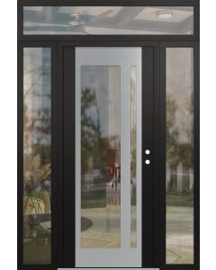Diamond C15 60" x 96" black/black clear Glass Panel stainless steel LHI with 2 Sidelites and Transom clear Glass