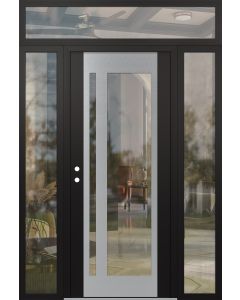 Diamond C15 60" x 96" black/black clear Glass Panel stainless steel RHI with 2 Sidelites and Transom clear Glass