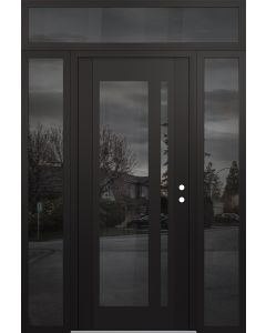 Diamond C15 60" x 96" black/black mirrored Glass Panel black LHI with 2 Sidelites and Transom mirrored Glass